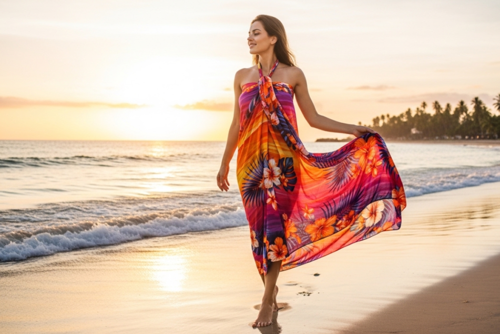 Strand-Sarong-Wickelkleid